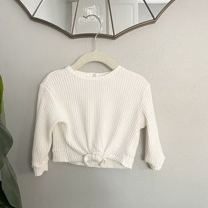 Habitual Kids Baby Girl size 18 months Waffle Knit Tie Front Top White